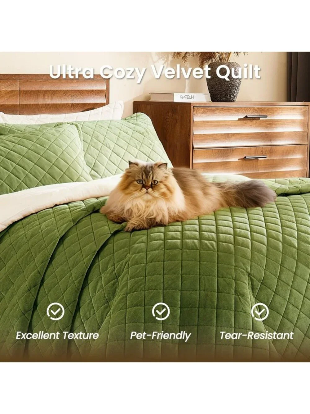 Luxury Velvet King Quilt Set - 3-Piece Reversible Bedding, Lightweight Bedspread